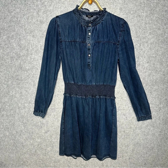 Rails Shawna Chambray Smocked Waist Minidress. Sz: M - Picture 4 of 9